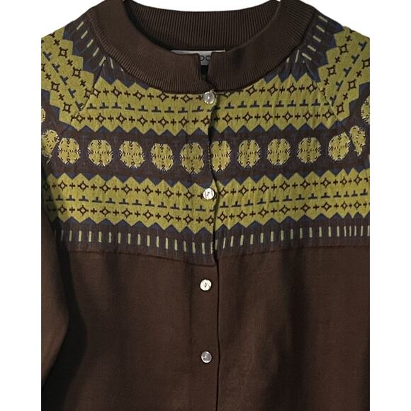 Misslook Sweater Womens Size M Brown Fair Isle Button Up Long Sleeve Cardigan - Picture 3 of 8